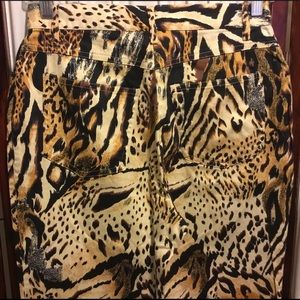 Blushe Impressions Leopard Stretch Jeans Size 8